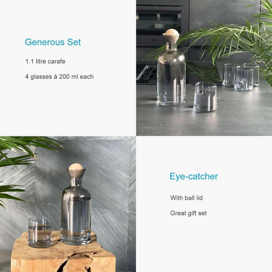 Intirilife Carafe Avec Ensemble De 4 Verres  