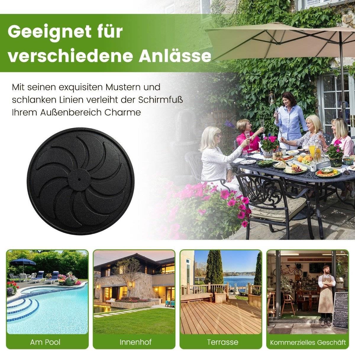 Northix 18 kg schwerer Schirmständer mit 54 cm Durchmesser für Schirmstangen von φ38/48 mm  