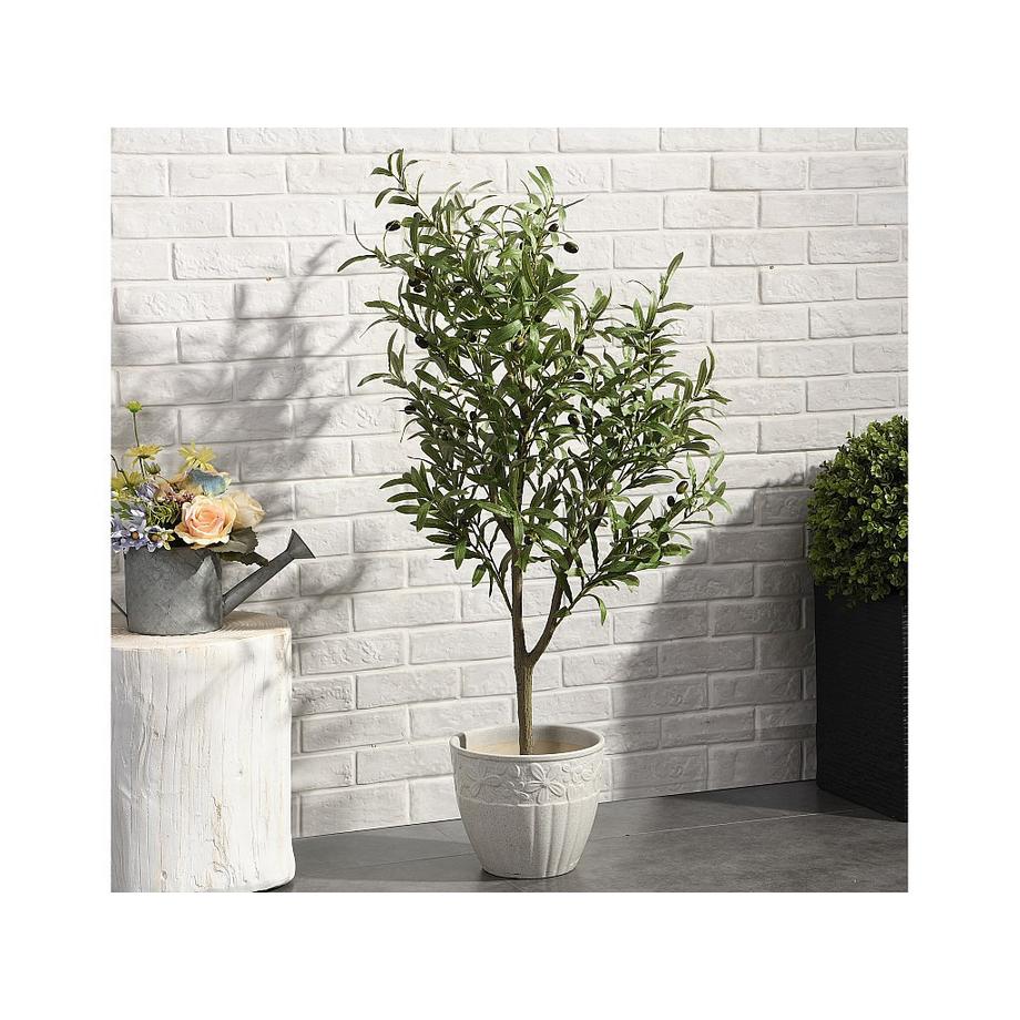 Vente-unique Kunstpflanze Olivenbaum mit Topf - 120 cm - HUESCA  