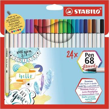 STABILO Fasermaler Pen 68 Brush 568/24-211 ass. 24 Stück