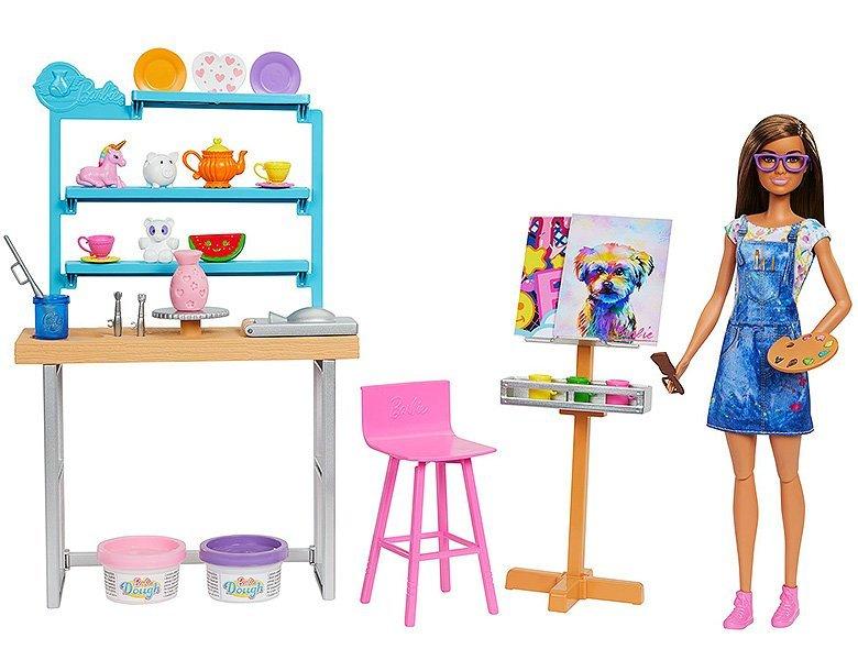 Barbie  Familie & Freunde Wellness Relax & Create Art Studio mit Puppe 