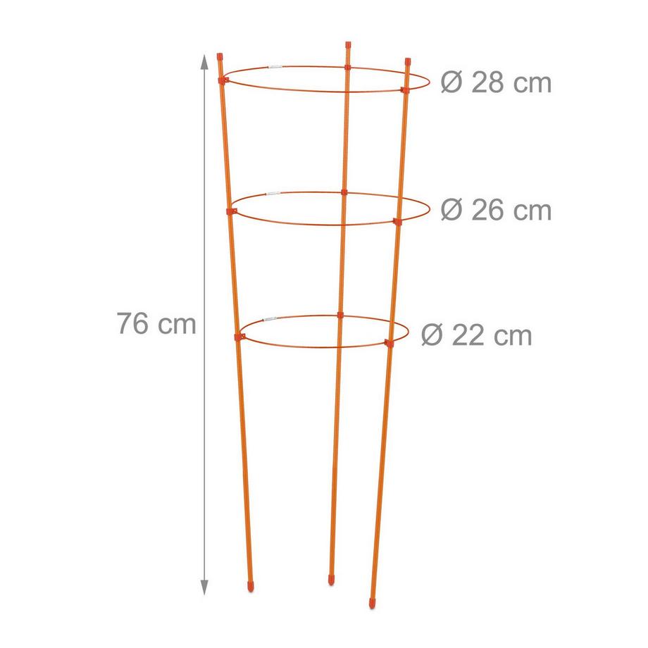 B2X Pflanzenstütze 76 cm orange, 6er-Set  