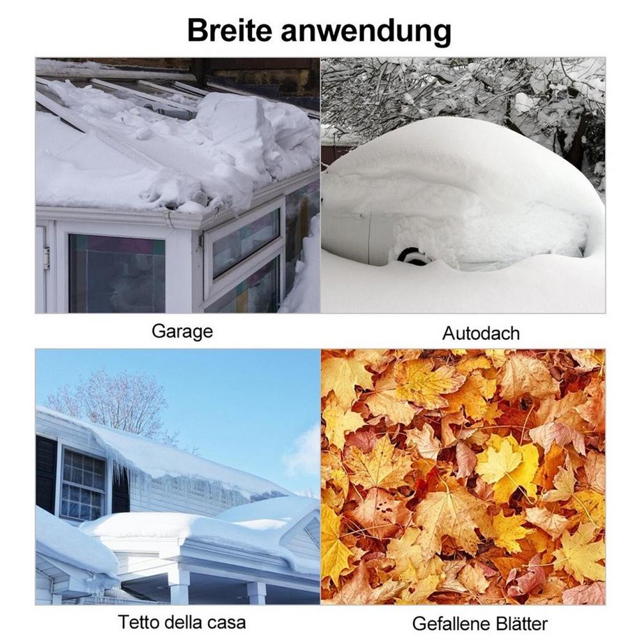 B2X  201-630 cm Schneeschaufel aus Aluminium mit Gummielippe Schneeräumer für Dach 