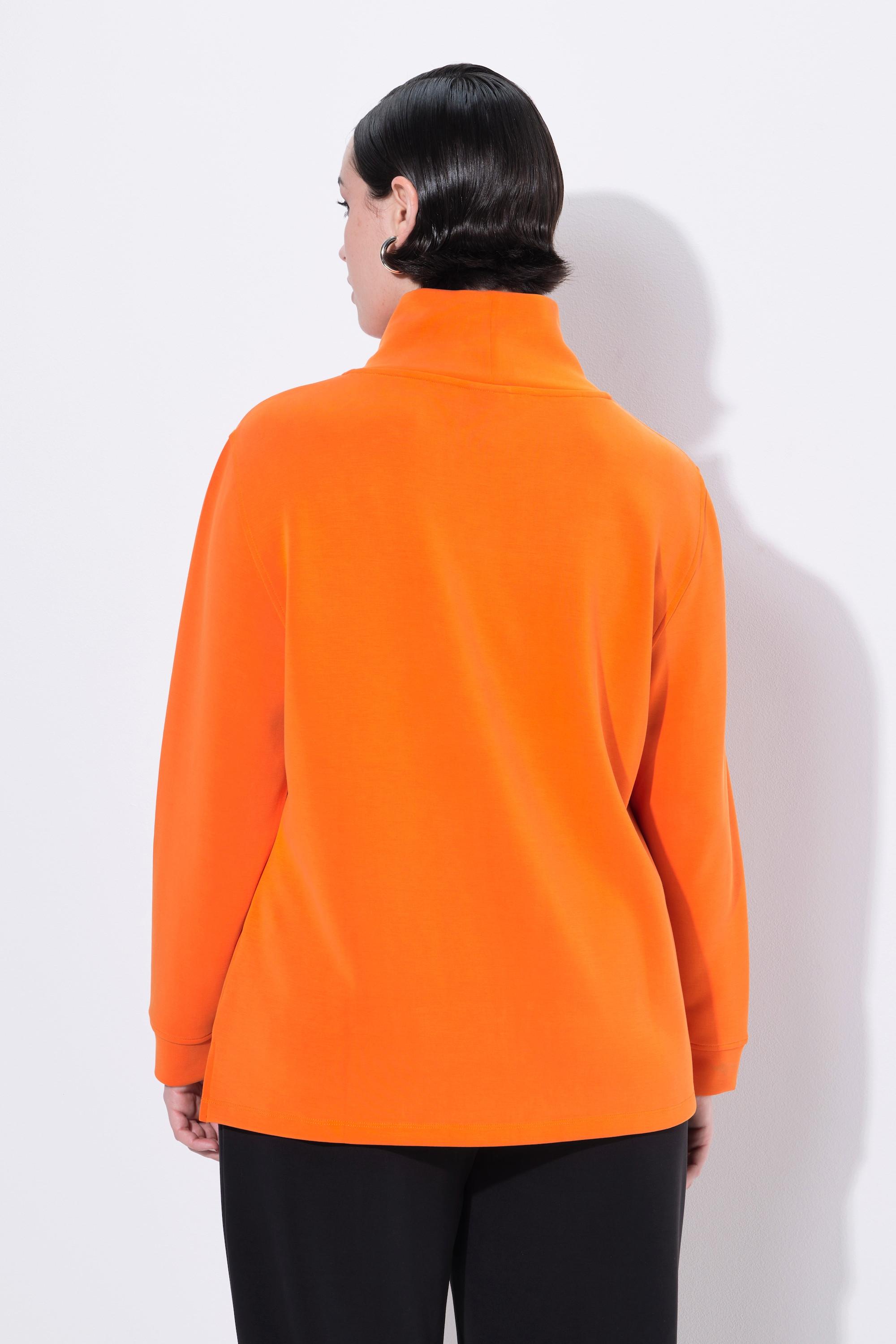 Ulla Popken Sweat-shirt Classique Pierres Fantaisie Col Montant Manches 3/4  