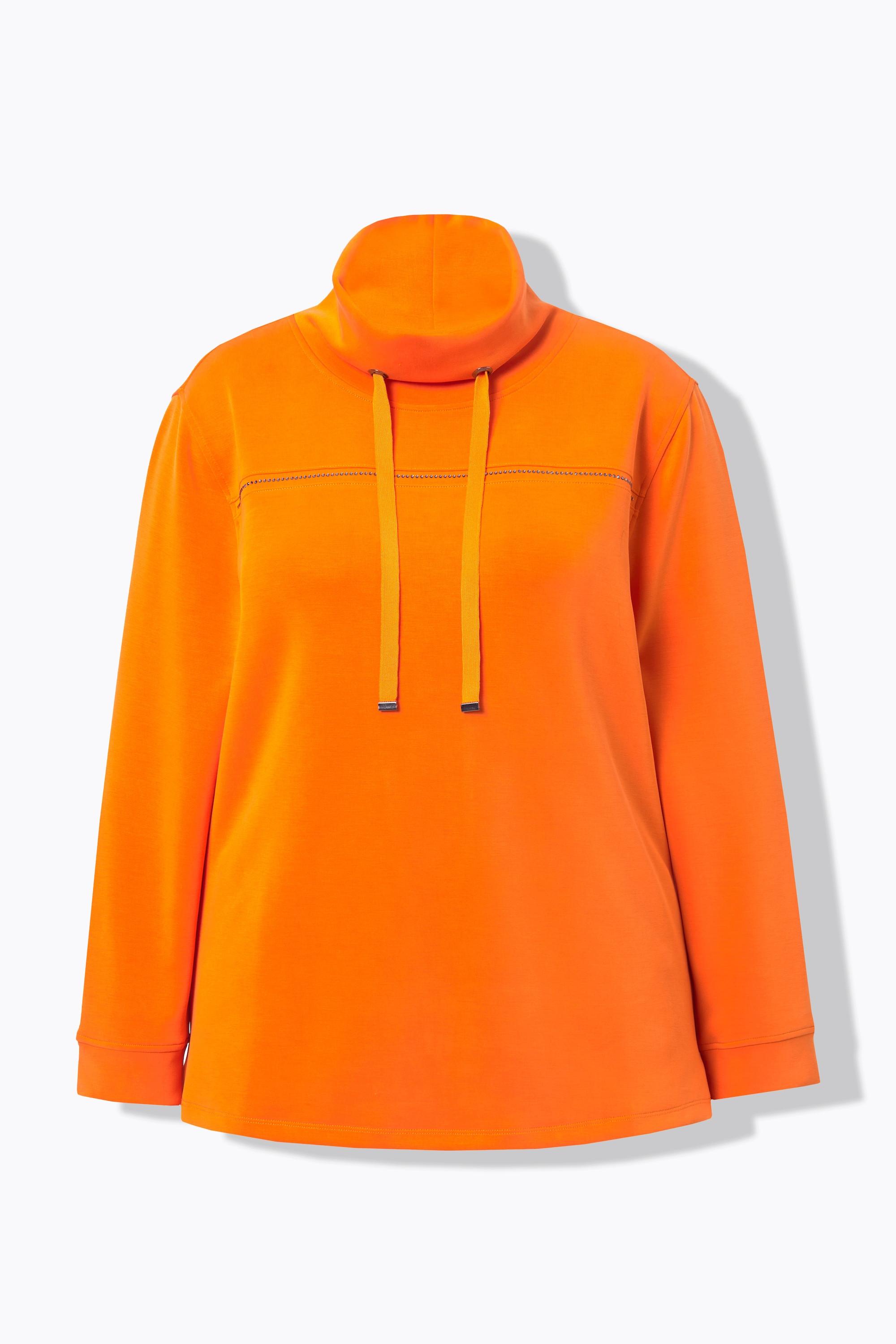 Ulla Popken Sweat-shirt Classique Pierres Fantaisie Col Montant Manches 3/4  