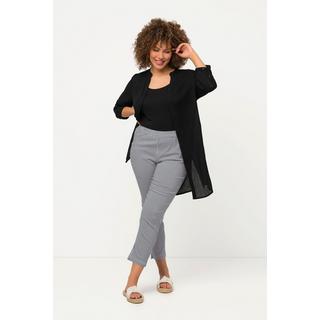 Ulla Popken  Pantalon 7/8 Sienna. Tissu bengaline hautement élastique. Imprimé à carreaux vichy. 