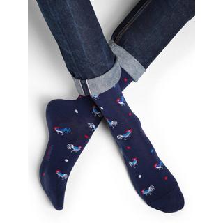 BLEU FORET Coqs Tricolores Gemusterte Socken  
