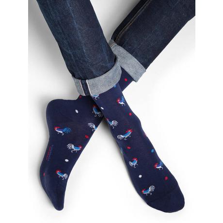 BLEU FORET Coqs Tricolores Gemusterte Socken  