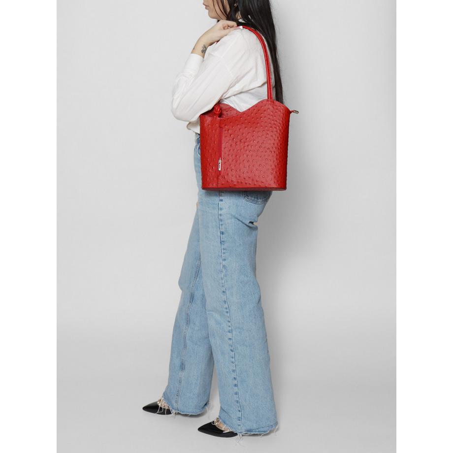 Gave Lux Zaino convertibile in pelle stampa struzzo  