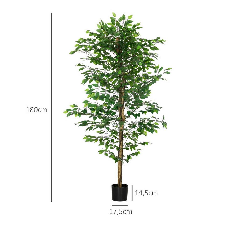 Northio Pianta Artificiale, Pianta Artificiale da 180 cm con fioriera, Muschio Artificiale, Albero Artificiale di Ficus Artificiale, Pianta d'appartamento per Soggiorno, Verde  