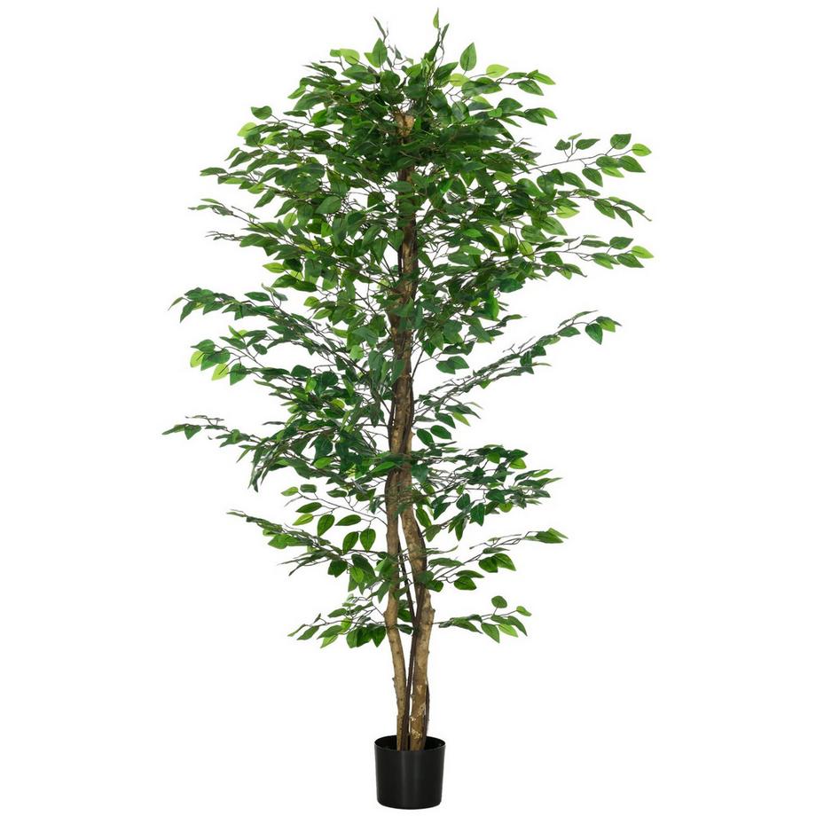 Pianta Artificiale, Pianta Artificiale da 180 cm con fioriera, Muschio Artificiale, Albero Artificiale di Ficus Artificiale, Pianta d'appartamento per Soggiorno, Verde