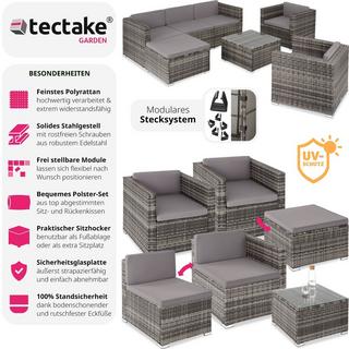 Tectake Salottino in rattan Lignano con 2 poltrone  