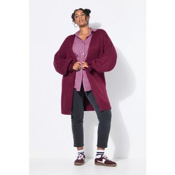 Cardigan long oversize. Manches ruchées