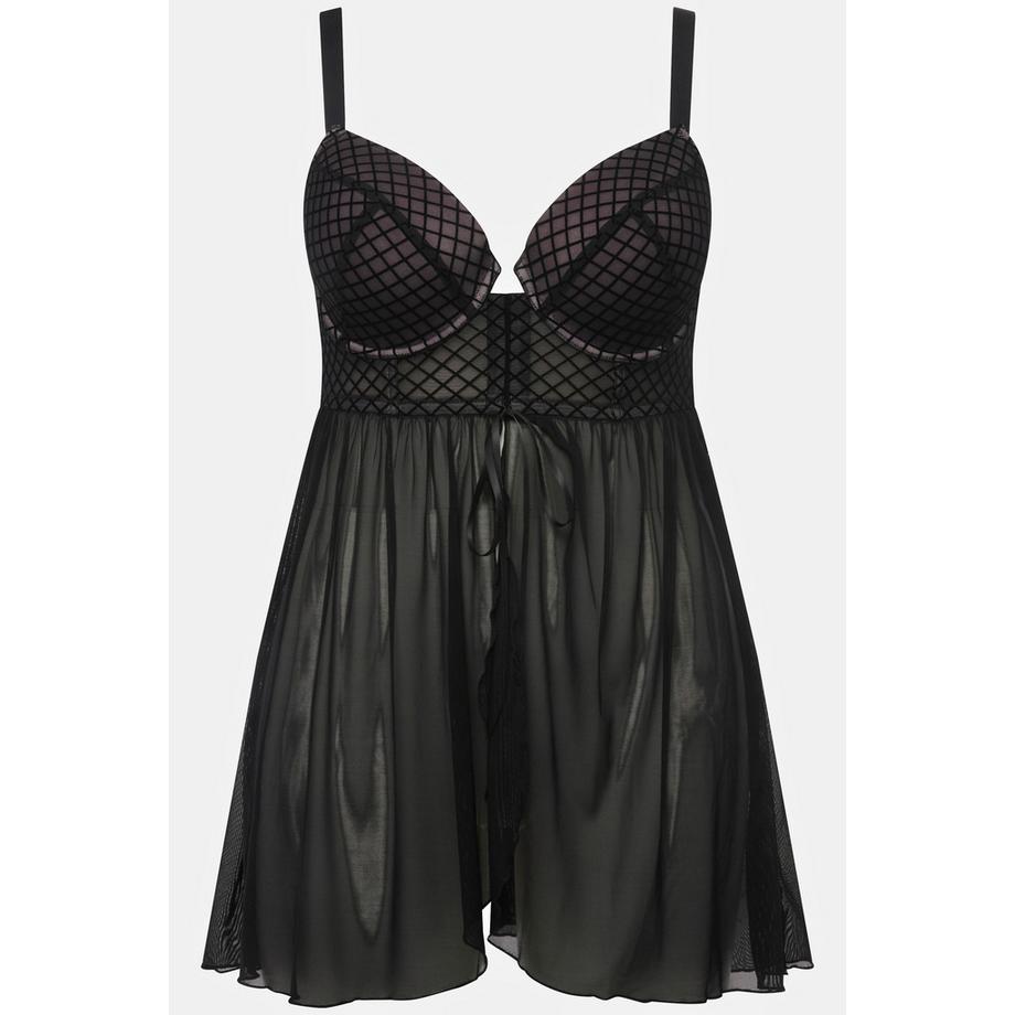 Ulla Popken Babydoll à Carreaux Velours Mesh Armatures  