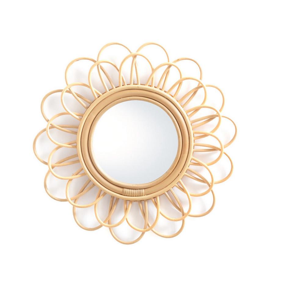 Rattanspiegel in Blütenform Ø45 cm Nogu