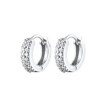 Boucles d'Oreilles Créoles Basique Avec Cristaux De Zirconium