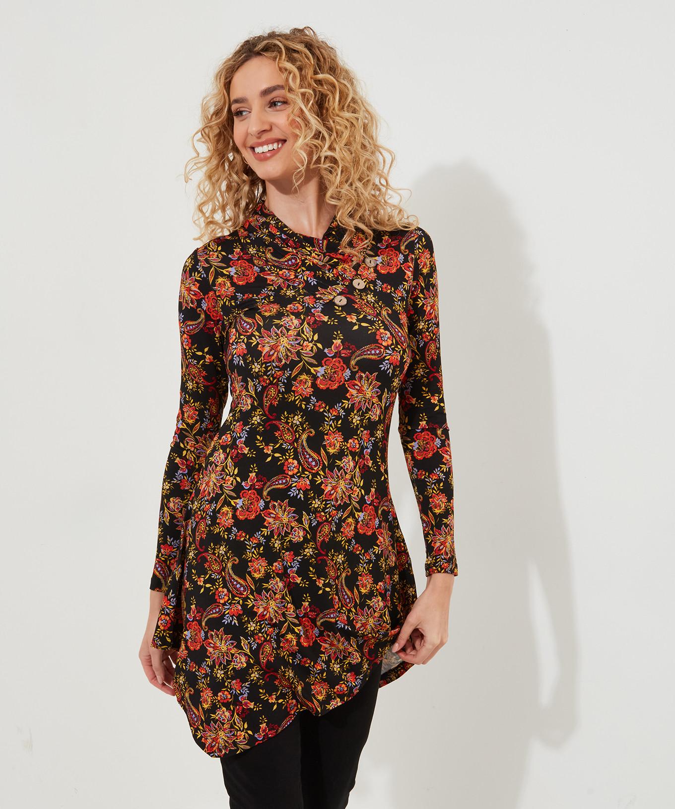 Joe Browns  Asymmetrische Tunika mit Blumenmuster und Plissee 