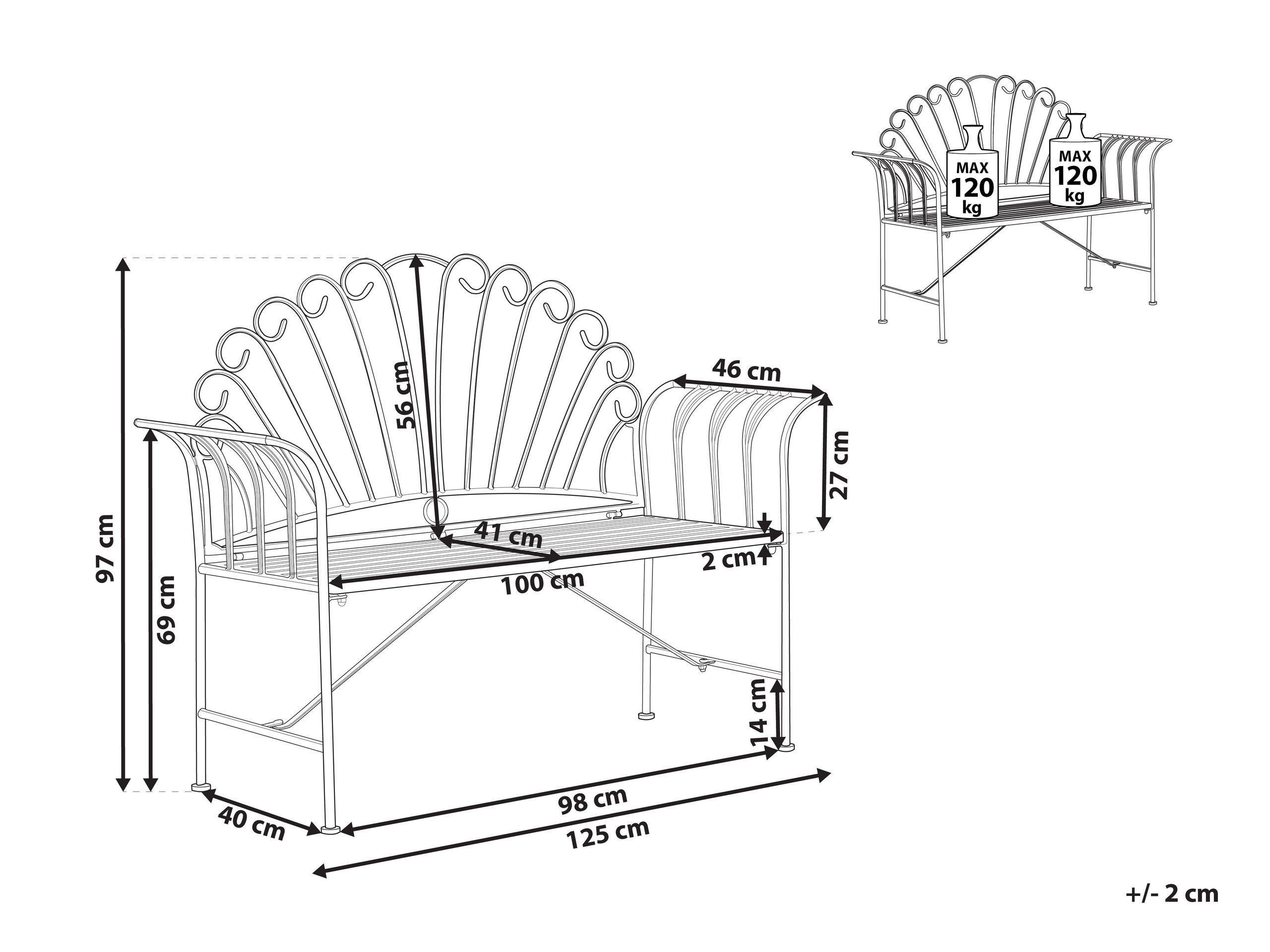 Beliani Banc de jardin en Métal Glamour CAVINIA  