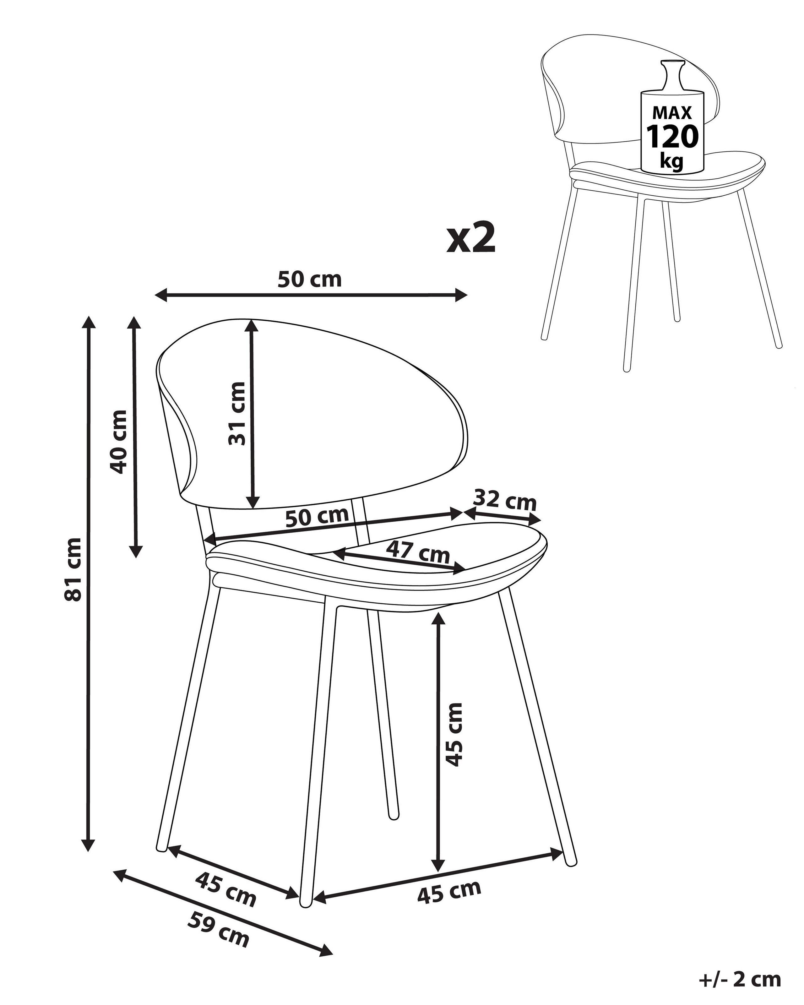 Beliani Lot de 2 chaises de salle à manger en Polyester Moderne KIANA  