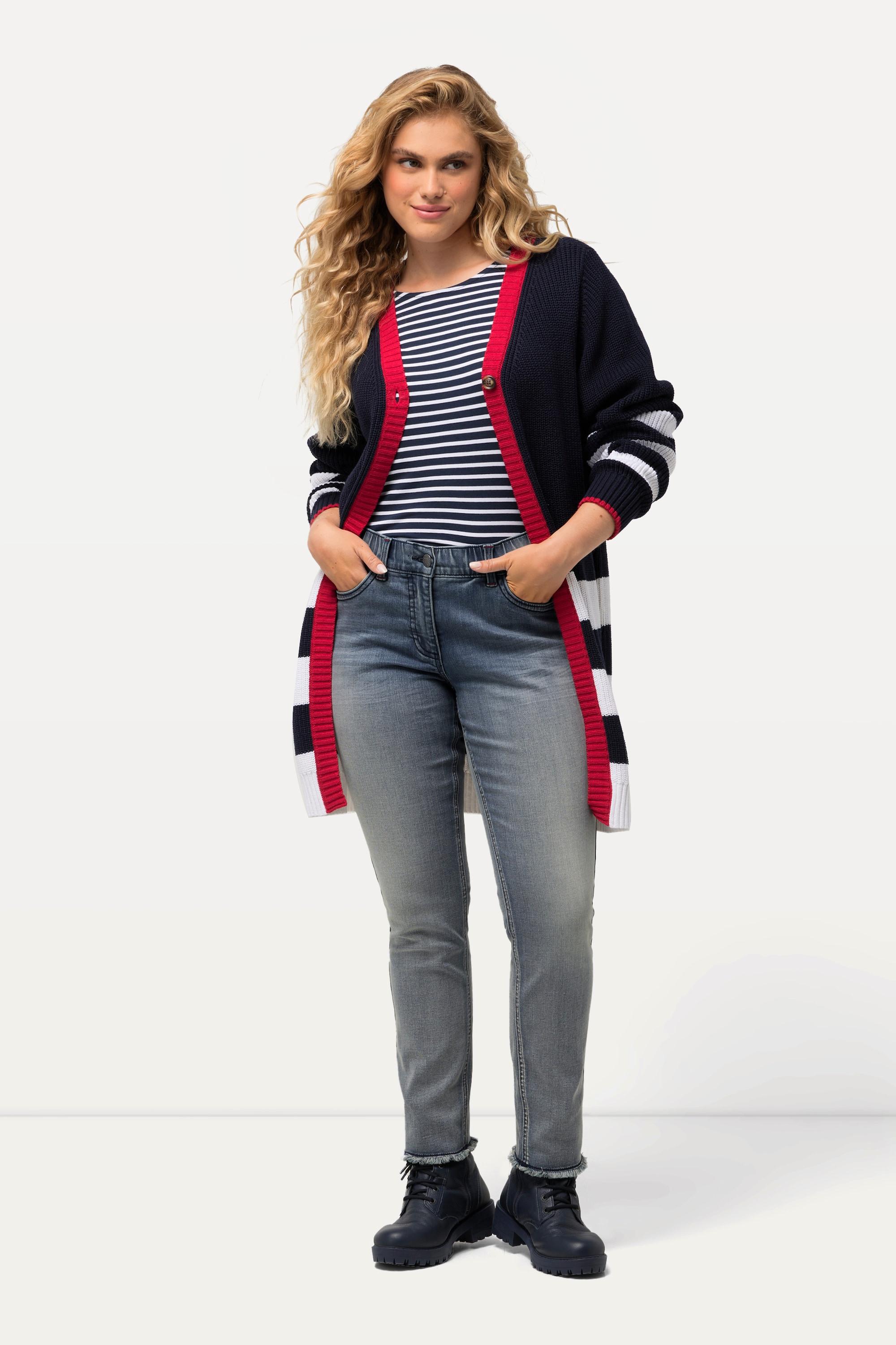 Ulla Popken  Jeans Sarah, Fransensaum, schmales Bein, Elastikbund 