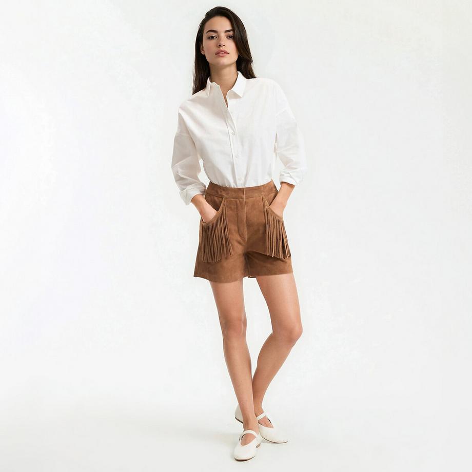 La Redoute Collections Short in pelle scamosciata di capra  