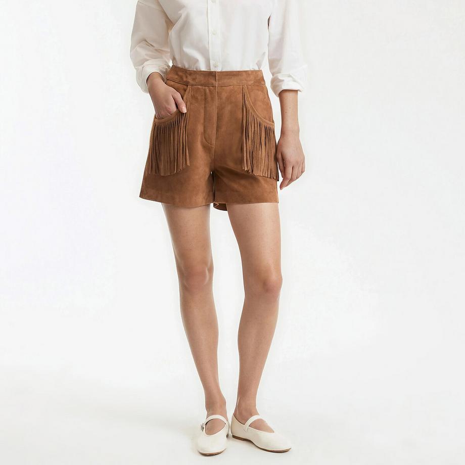 Short en cuir de chèvre velours&nbsp;&nbsp;