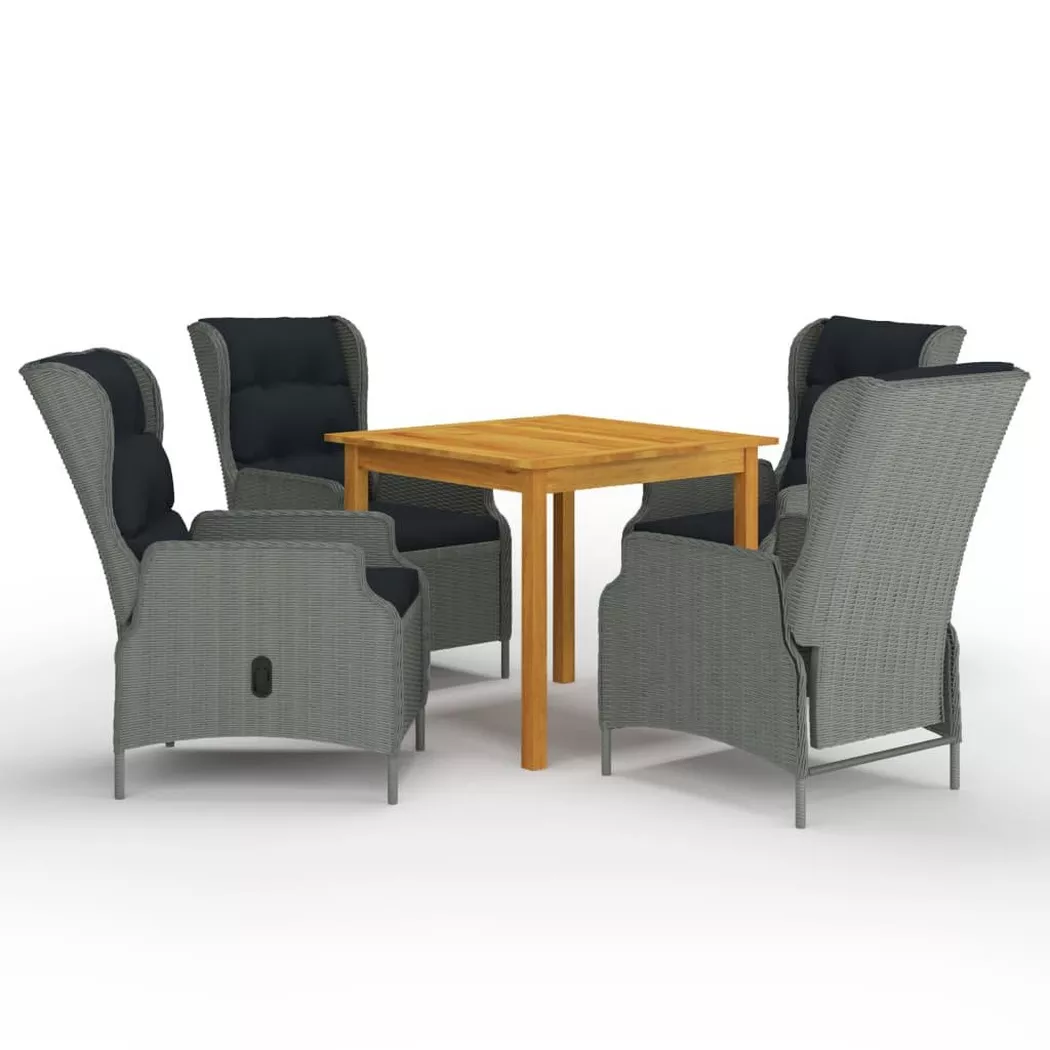 vidaXL Ensemble à manger de jardin 5 pcs Gris clair