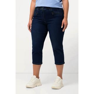 Ulla Popken  Jeans a 7/8 modello Mony con cintura elastica e tasche con zip 