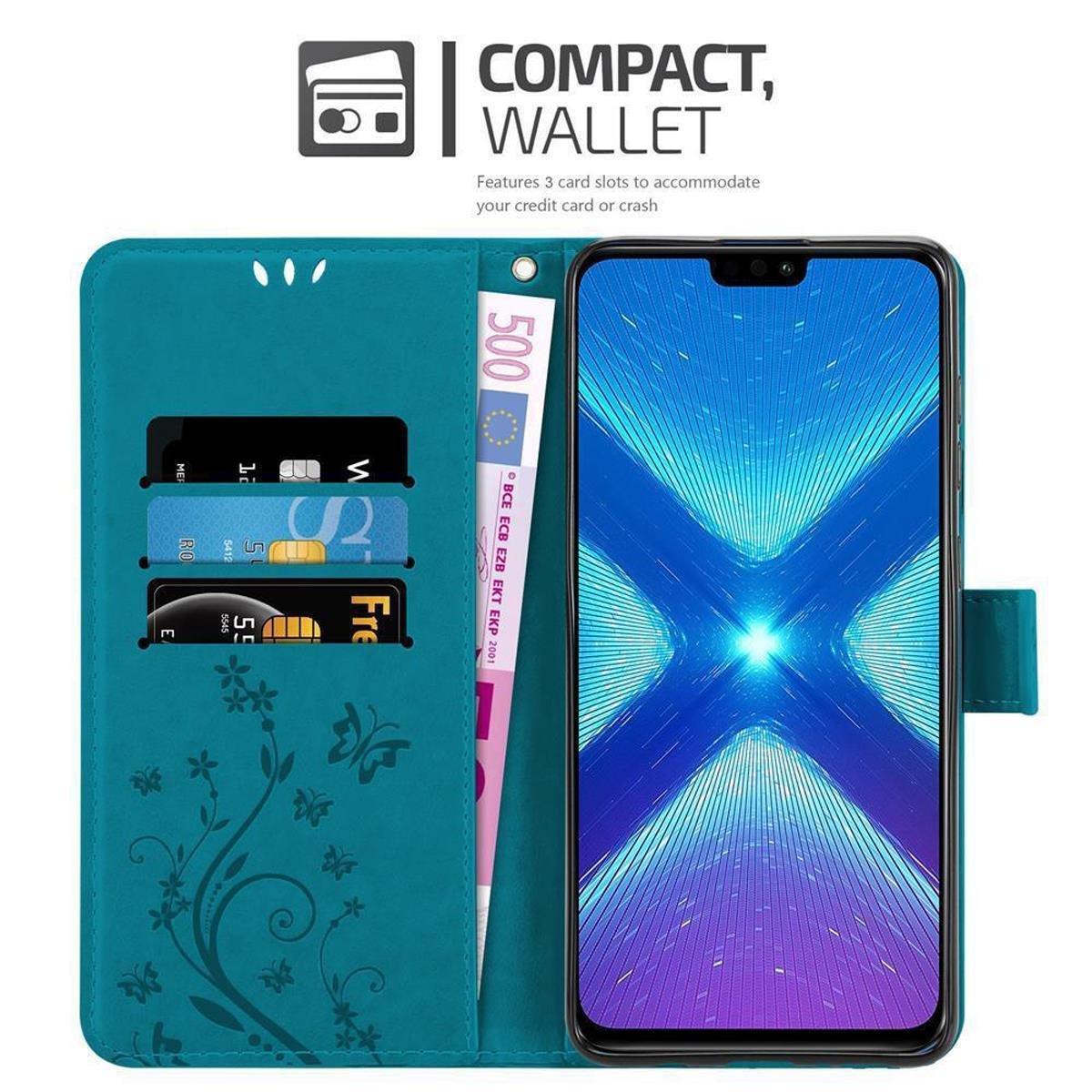 Cadorabo  Hülle für Honor 8X Blumen Design Magnetverschluss 