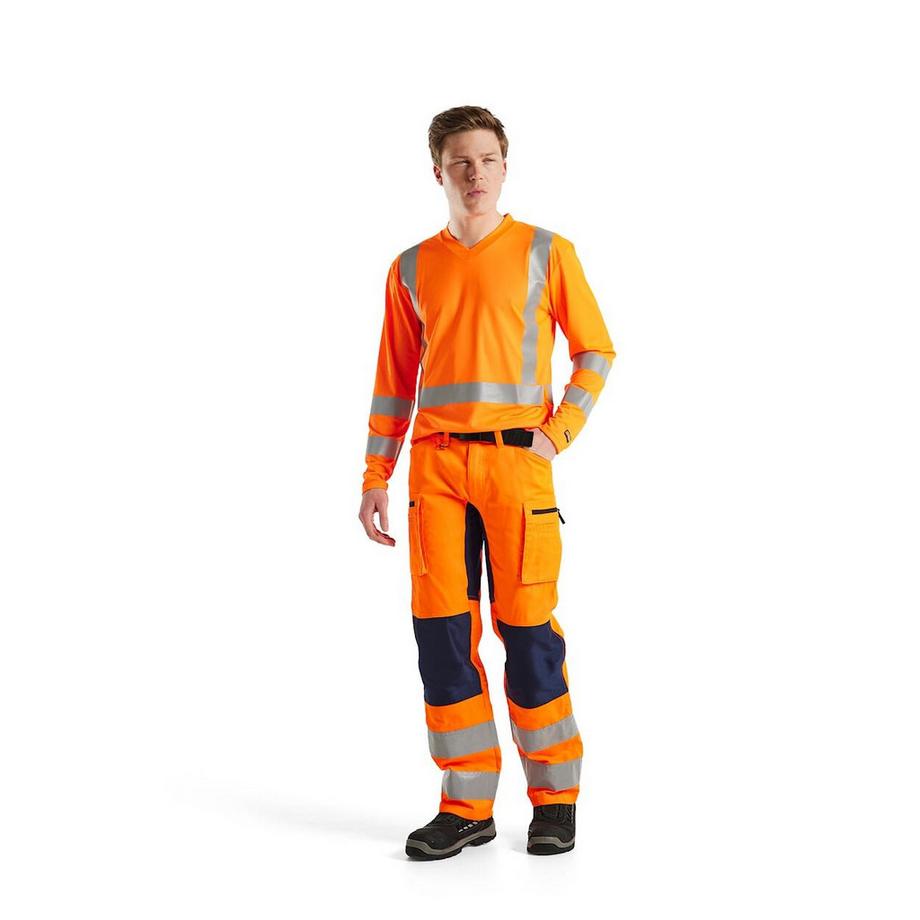 Blaklader Langarmshirt Hohe Sichtbarkeit V-Ausschnitt UV-Schutz Geruchshemmend  