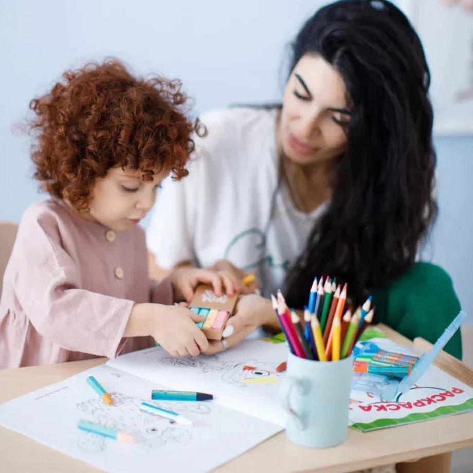 Montessori  Set - Wippe / doppelseitiges Brett / Stuhl - Pastellfarben 