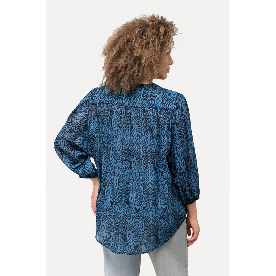 Ulla Popken Bluse Grafischer Druck Stehkragen 3/4-Arm  
