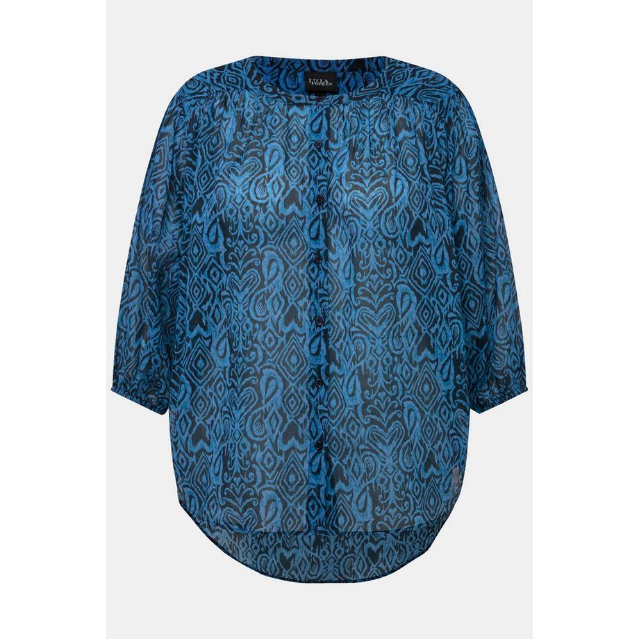 Ulla Popken Bluse Grafischer Druck Stehkragen 3/4-Arm  