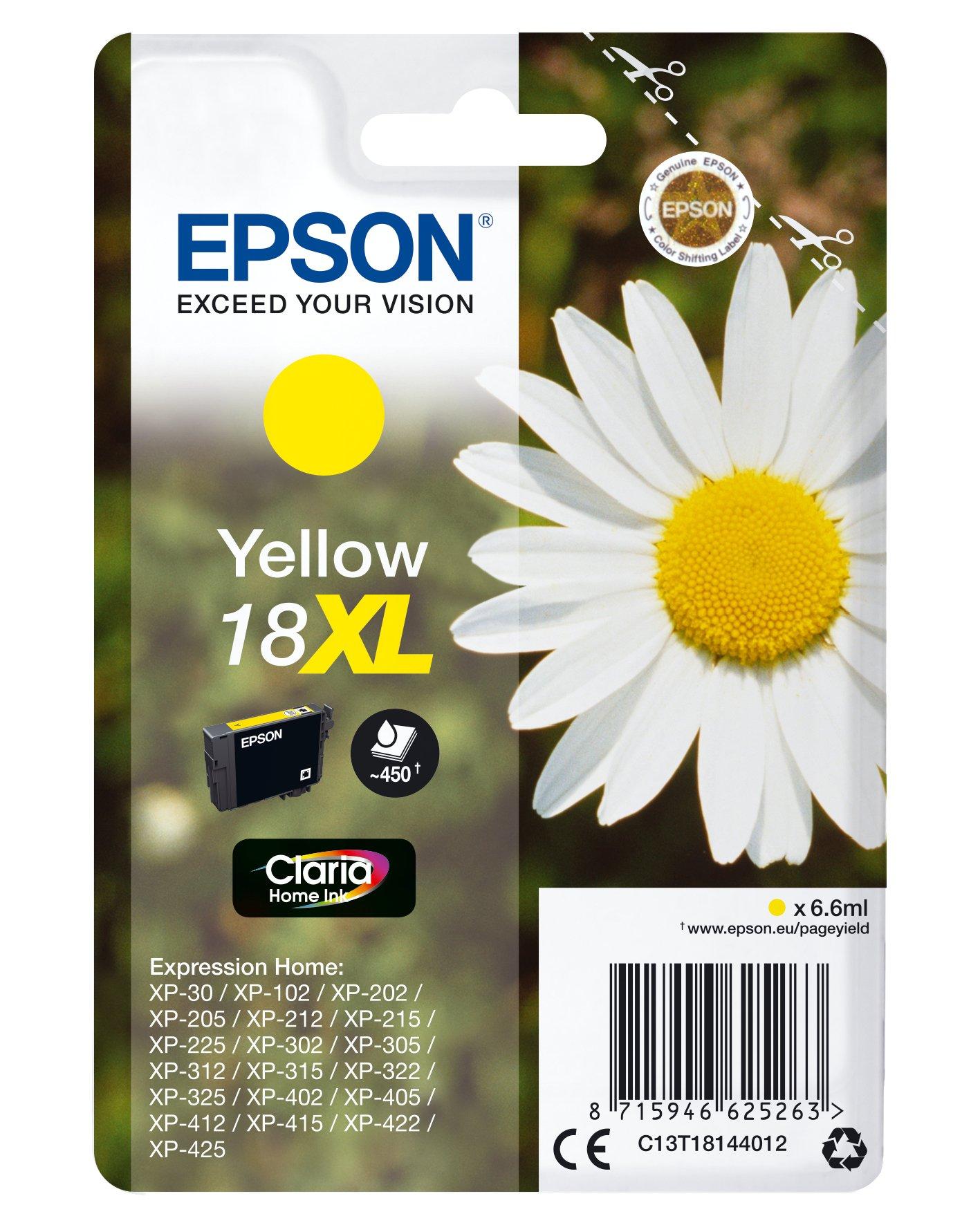 EPSON  Daisy Singlepack Yellow 18XL Claria Home Ink 