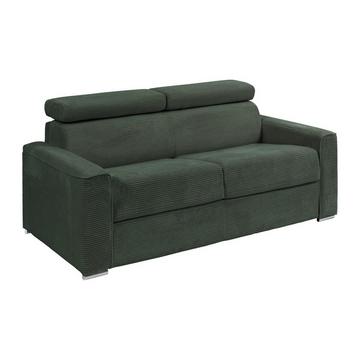 Schlafsofa mit Matratze 3-Sitzer - Liegefläche mit Lattenrost mit breiten Latten 140 cm - Matratze 22 cm - Cord - Grün - VIZIR