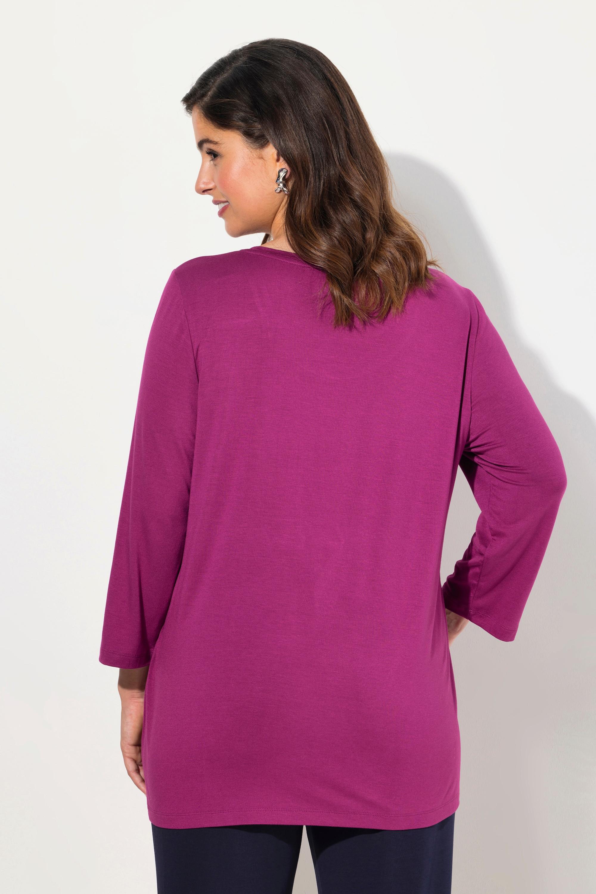 Ulla Popken Maglia Ricamo Motivo Lettera Scollo Rotondo Maniche 3/4  