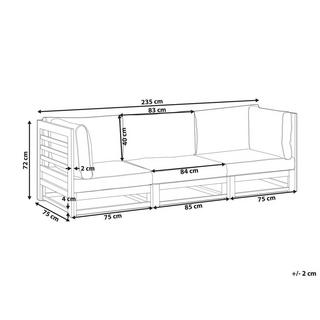 Beliani Canapé 3 places en Bois d'acacia certifié FSC® Moderne TRANI  