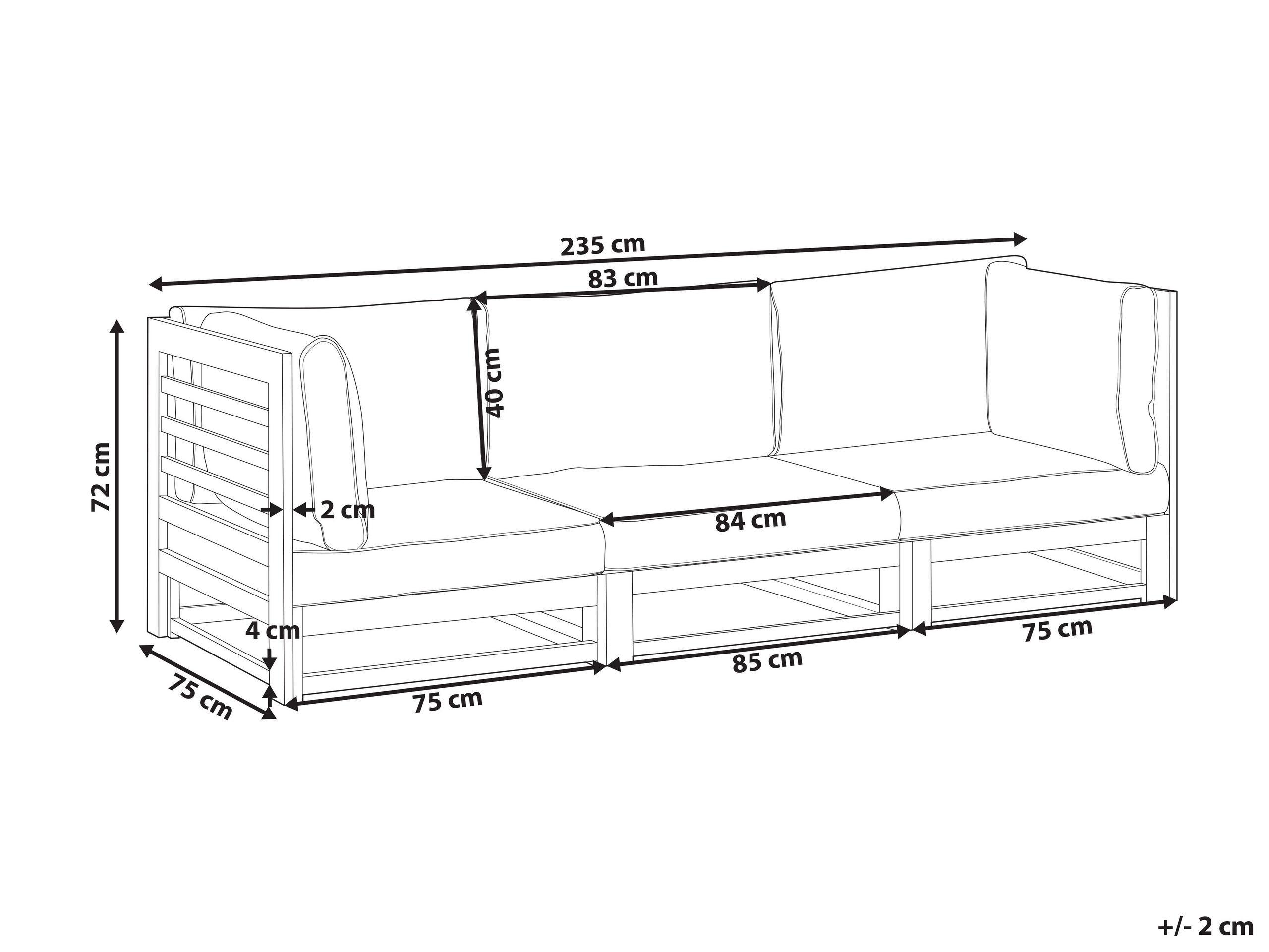 Beliani Canapé 3 places en Bois d'acacia certifié FSC® Scandinave TRANI  