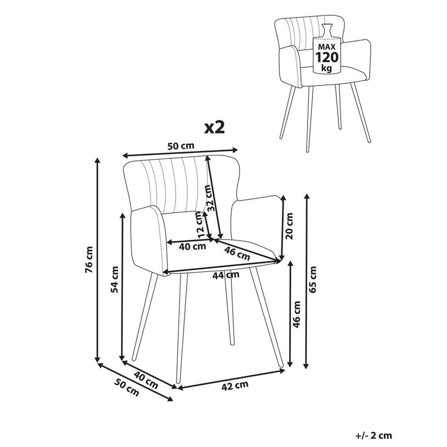 Beliani Esszimmerstuhl 2er Set aus Samtstoff  SANILAC  
