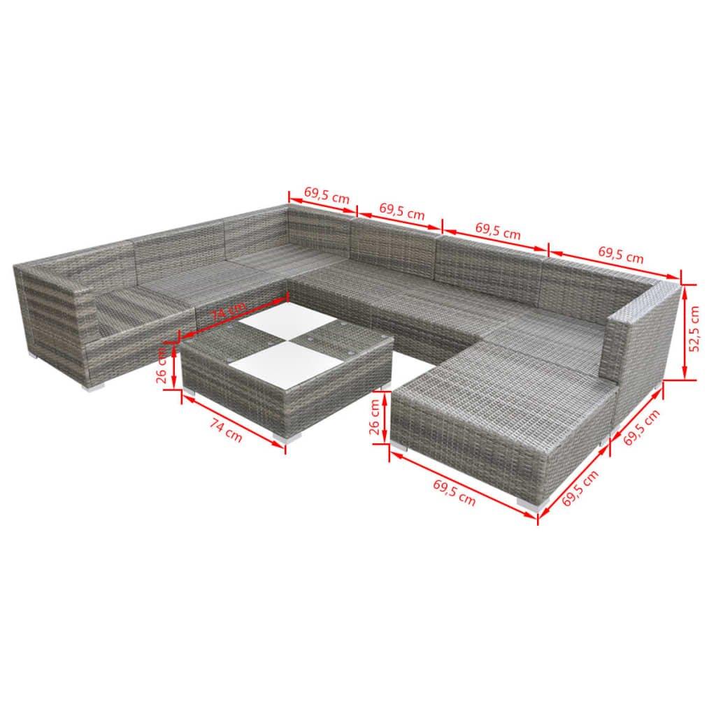 VidaXL Ensemble de canapés de jardin rotin synthétique  