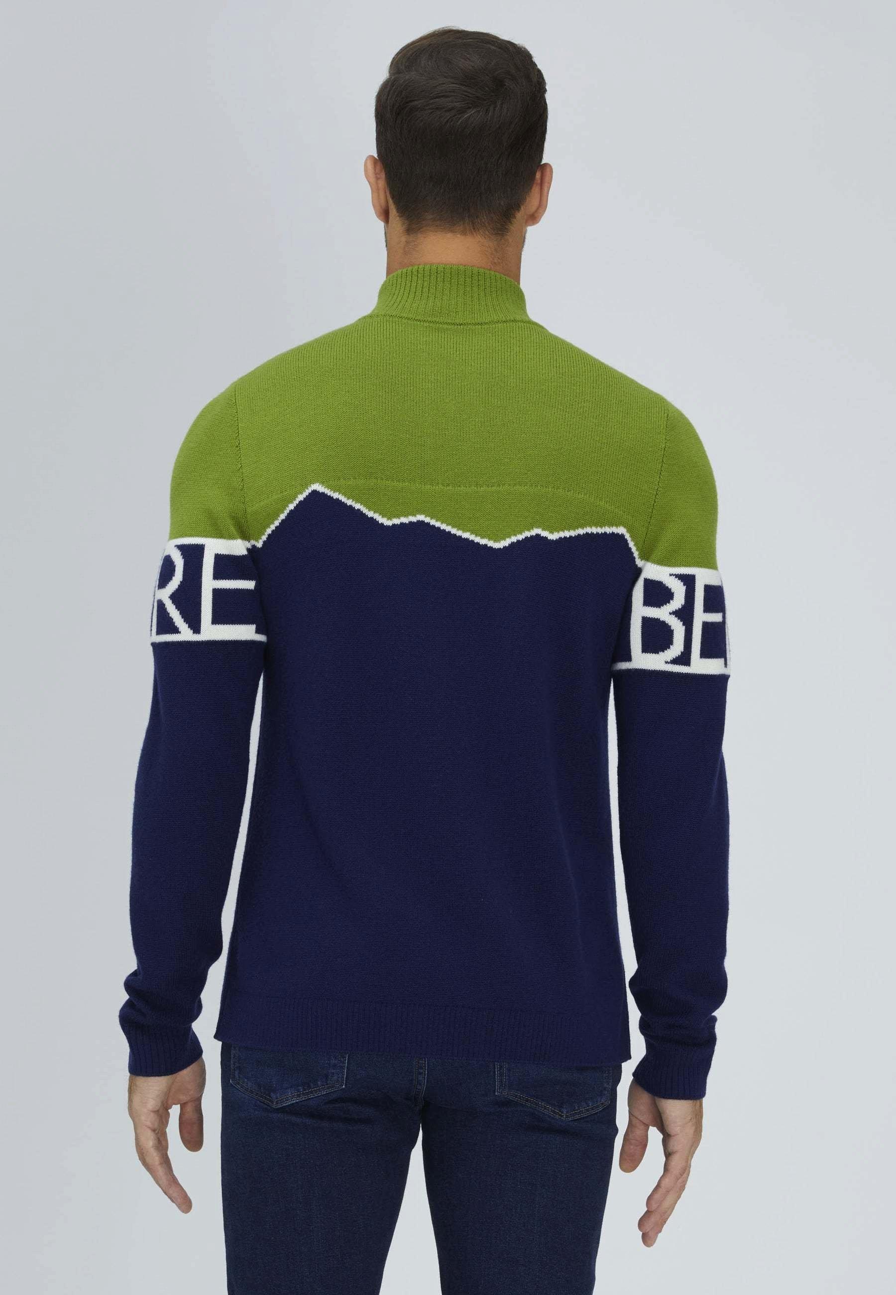 Bellemere New York  Pull en mérinos semi-zippé à imprimé montagne 