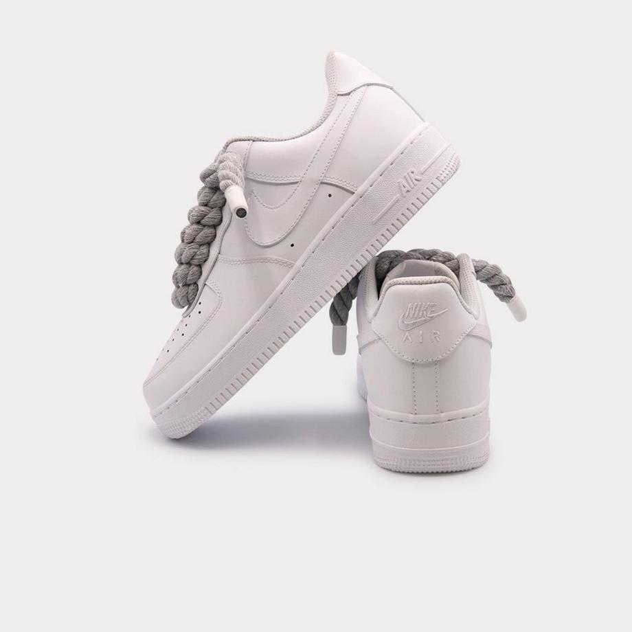 NIKE Air Force 1 White Rope Lace Grey Sneakers  
