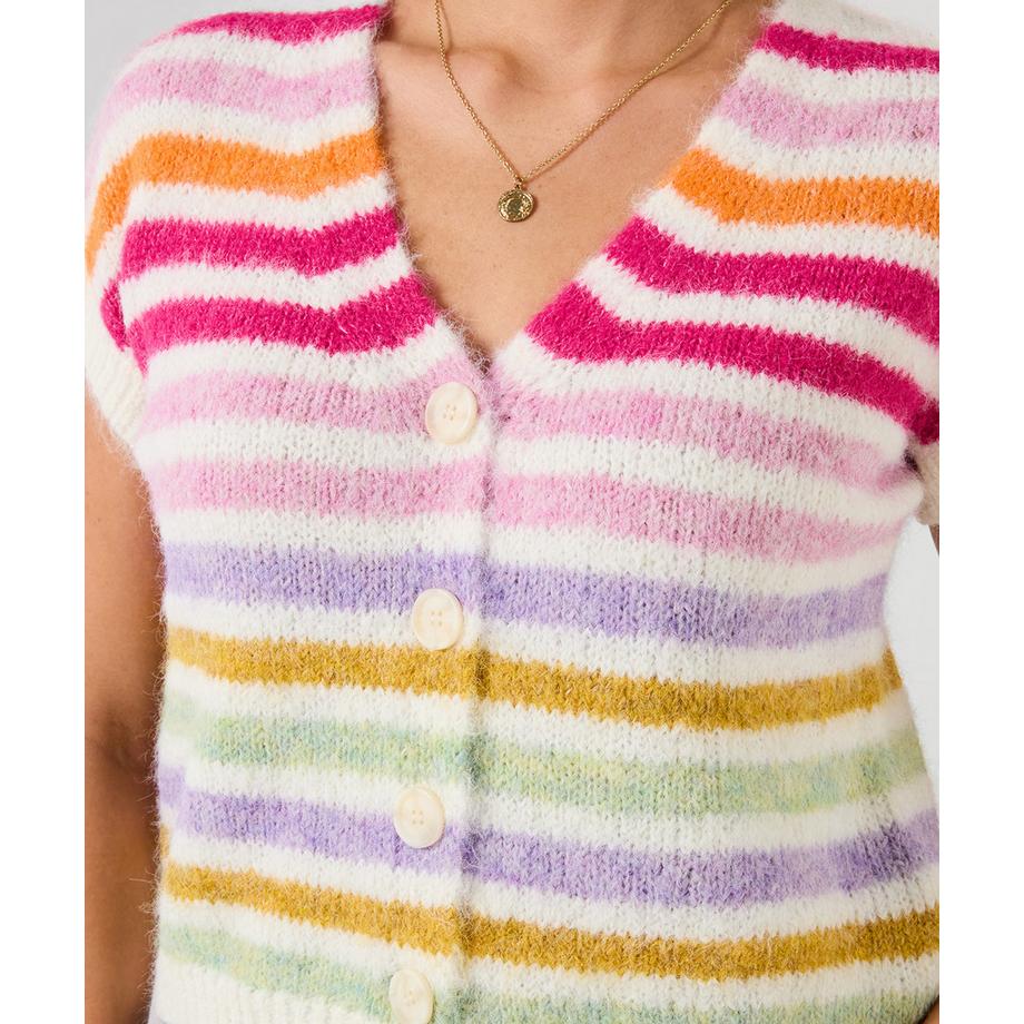 Joe Browns Gestreifte ärmellose Strickjacke V-Ausschnitt  