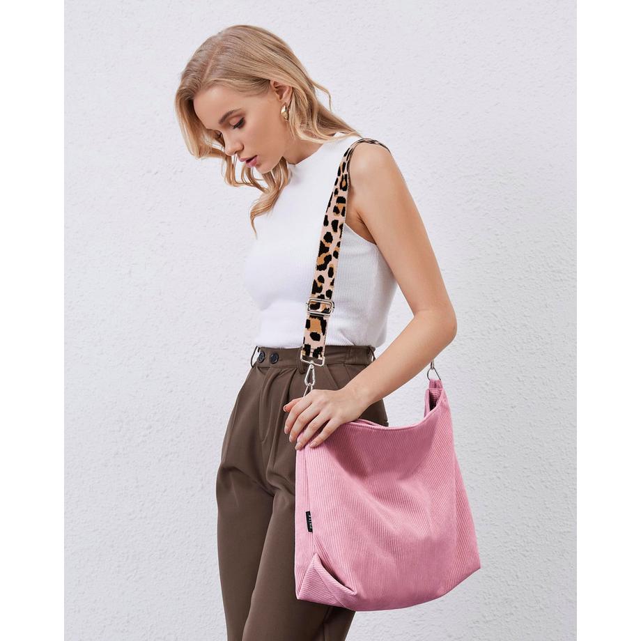 Only-bags.store Grand Sac Cabas en Velours Côtelé avec Bandoulière Réglable  