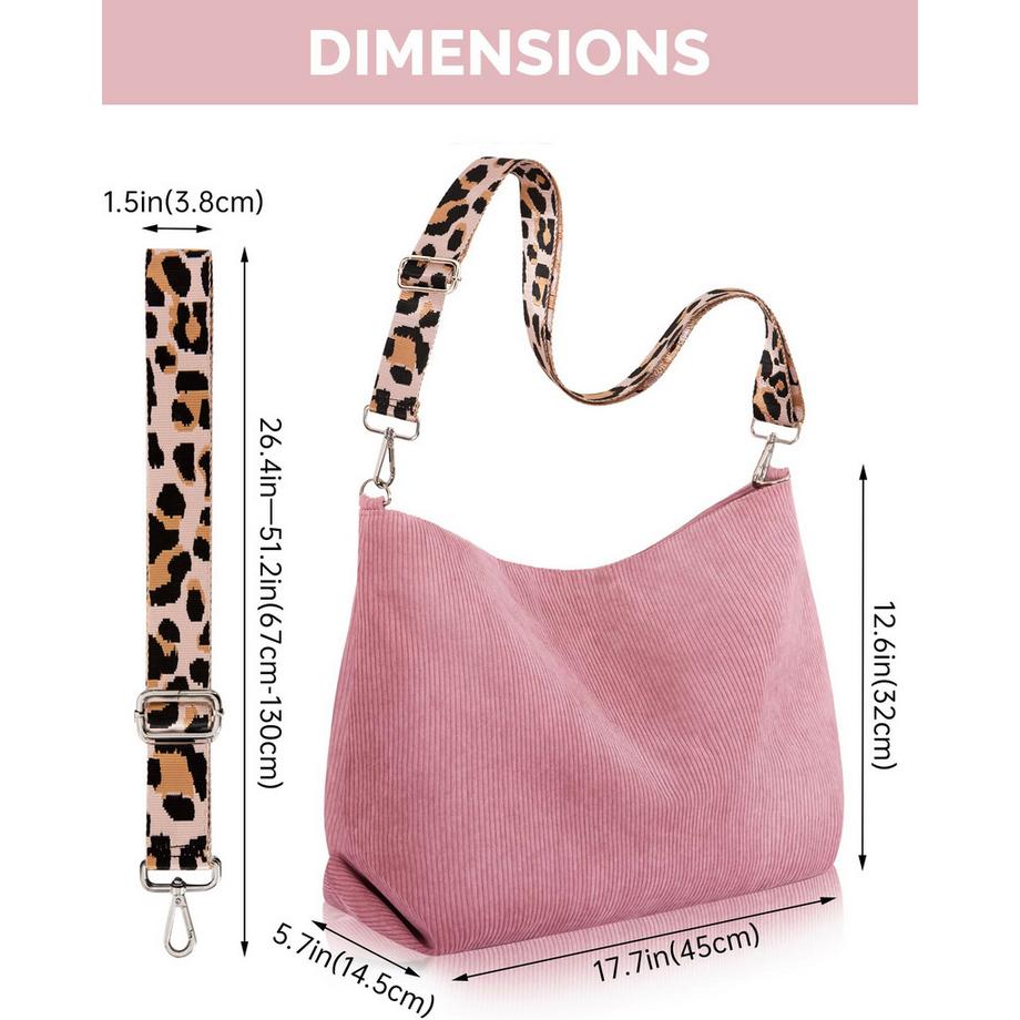 Only-bags.store Grand Sac Cabas en Velours Côtelé avec Bandoulière Réglable  