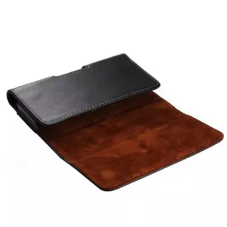 Cover-Discount  Universel - Sacoche ceinture L hizontale en cuir véritable Noir