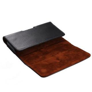Cover-Discount  Universal - Sacoche ceinture L horizontale en cuir véritable noir 