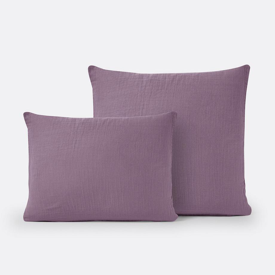 Taie d'oreiller unie gaze de coton