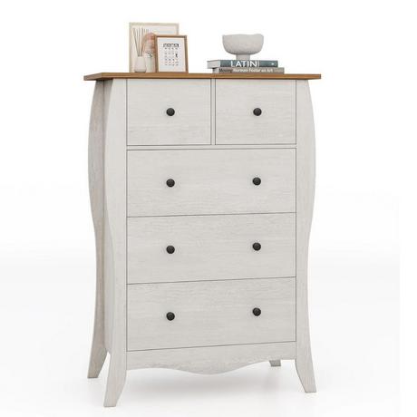 B2X Cassettiera con 5 cassetti pieghevoli in tessuto, credenza in stile country, cassettiera grigia  