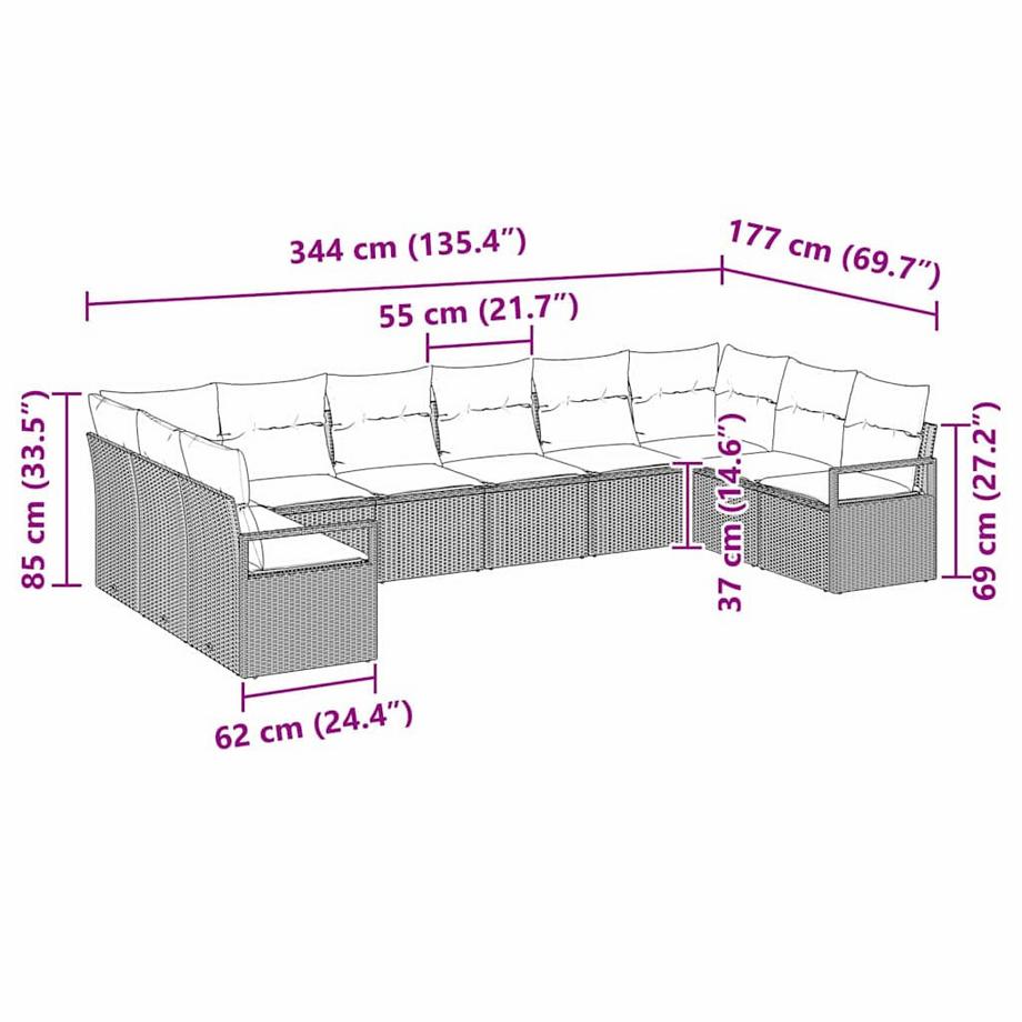 VidaXL Ensemble de meubles de jardin poly rattan  